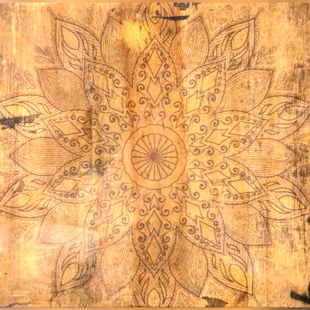 Bohemian Resin on Wood Mandala